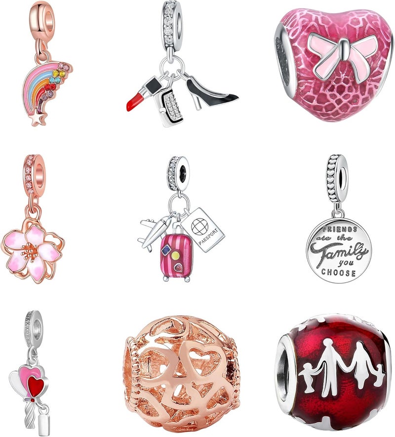 Acrobious 9PCS European Charms Beads Pendant For Bracelet, Charms DIY Bracelets Necklace Jewellery Gift - Image 1